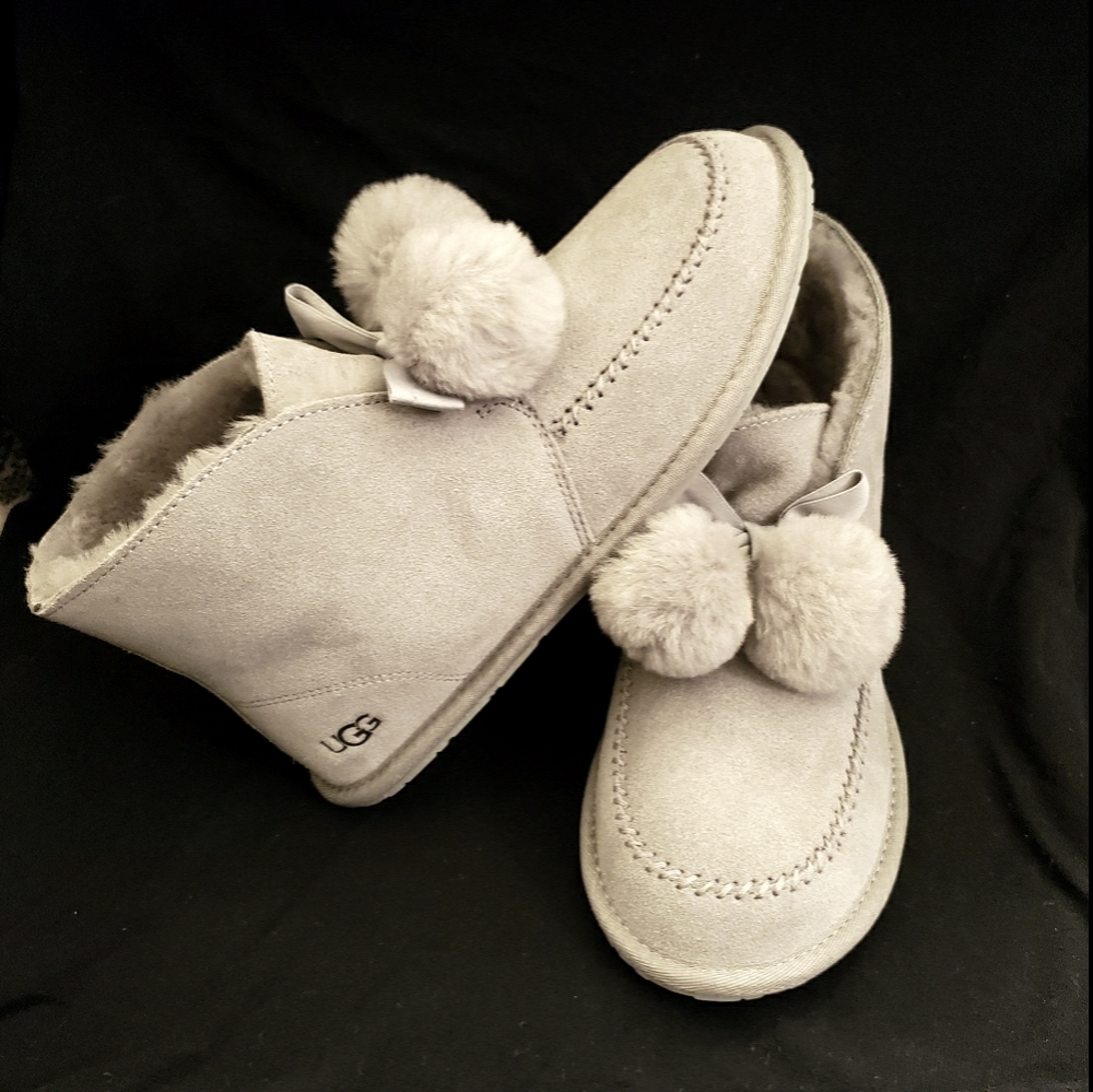 Grey Ugg Australia Kallen Suede PomPom Booties
